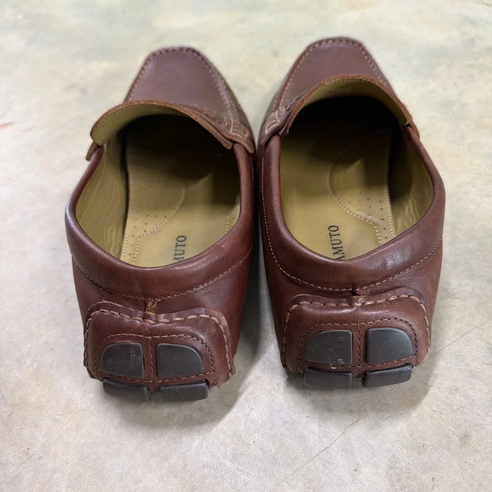 Vince Camuto Brown Leather Slip On‎ Driving Loafers Ellyot Mens Size 10.5 M LN